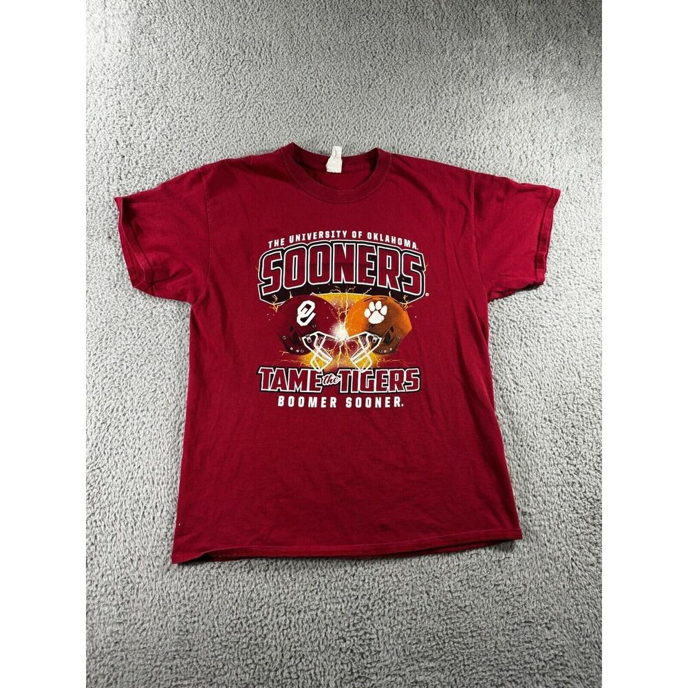 University Of Oklahoma Sooners T Shirt Men Large Short Sleeve Crew Neck Graphic